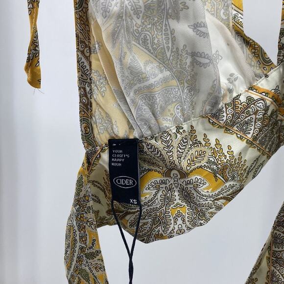 Cider Boho Paisley Backless Tank Top halter and pants set high waisted wide leg - Picture 4 of 14